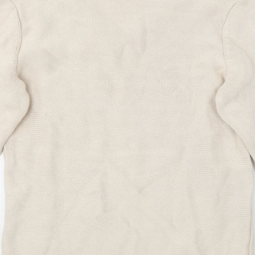 BM collection Womens Beige V-Neck  Cotton Pullover Jumper Size S