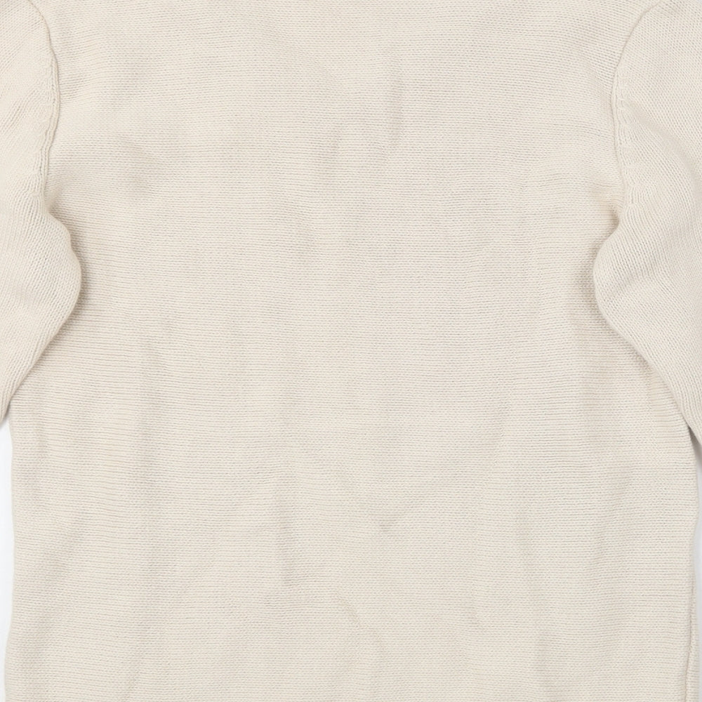 BM collection Womens Beige V-Neck  Cotton Pullover Jumper Size S