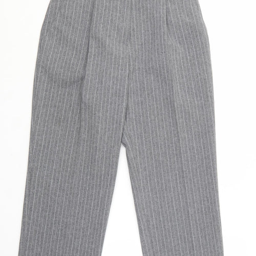 Marks and Spencer Womens Grey Striped Polyester Dress Pants Trousers Size 12 L25 in Regular