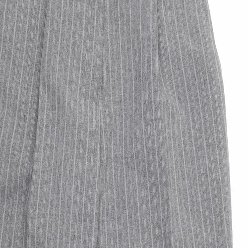 Marks and Spencer Womens Grey Striped Polyester Dress Pants Trousers Size 12 L25 in Regular