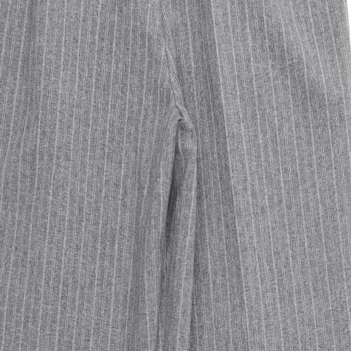 Marks and Spencer Womens Grey Striped Polyester Dress Pants Trousers Size 12 L25 in Regular