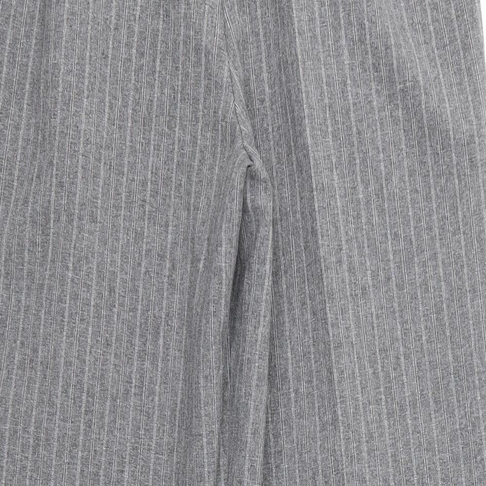Marks and Spencer Womens Grey Striped Polyester Dress Pants Trousers Size 12 L25 in Regular