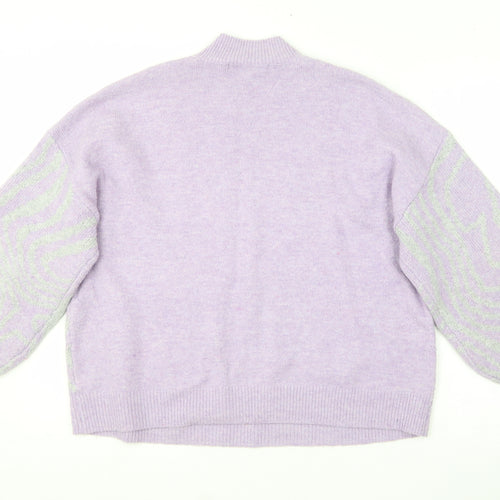 George Womens Purple Crew Neck Animal Print Polyester Pullover Jumper Size M   - 12/14