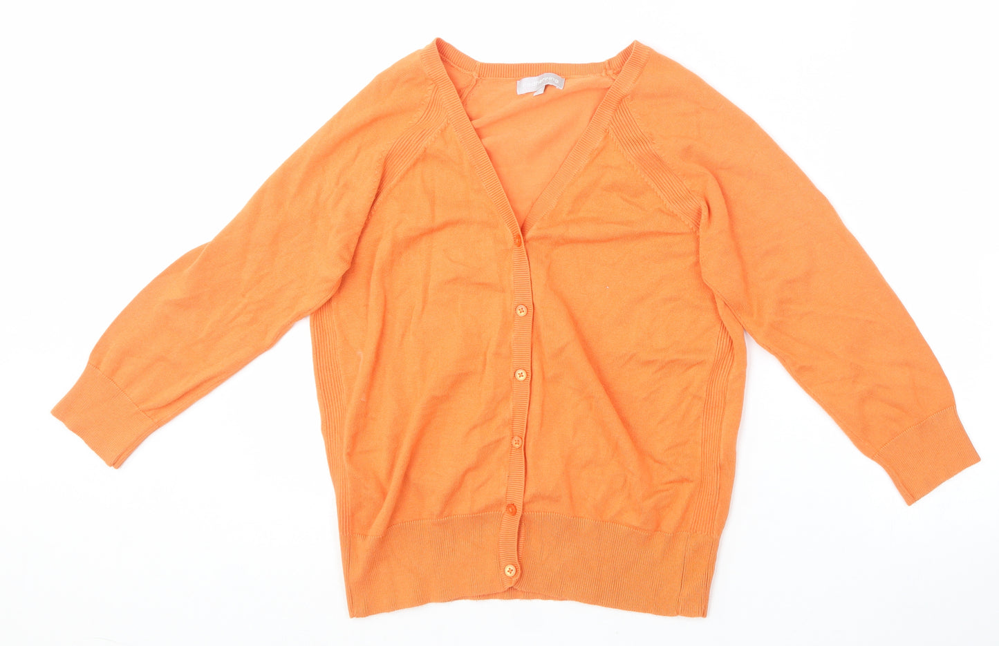 Red Herring Womens Orange V-Neck  Viscose Cardigan Jumper Size 16