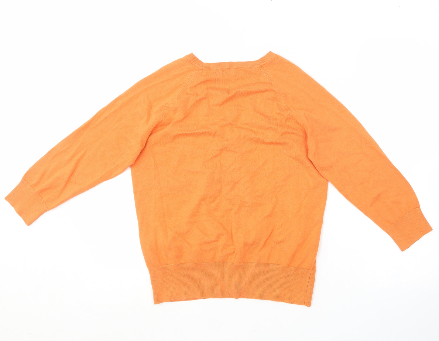 Red Herring Womens Orange V-Neck  Viscose Cardigan Jumper Size 16