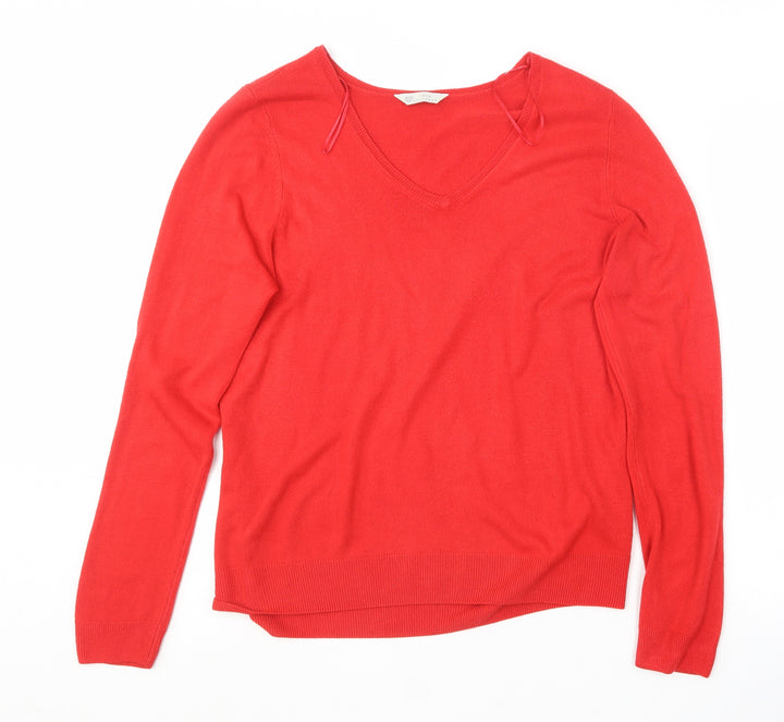 BHS Womens Red V-Neck Acrylic Pullover Jumper Size 16