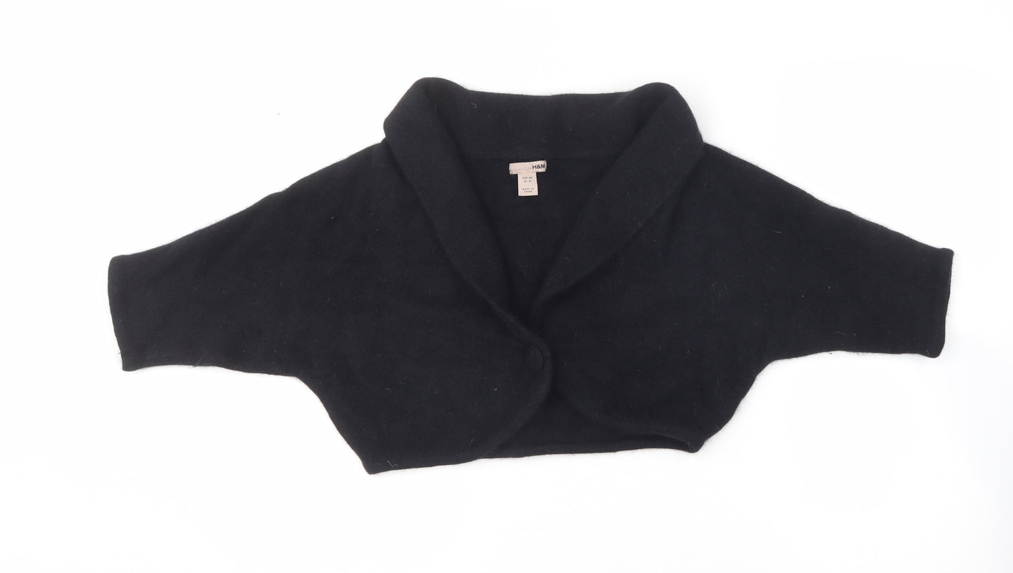 H&M Womens Black V-Neck  Angora Cardigan Jumper Size 40