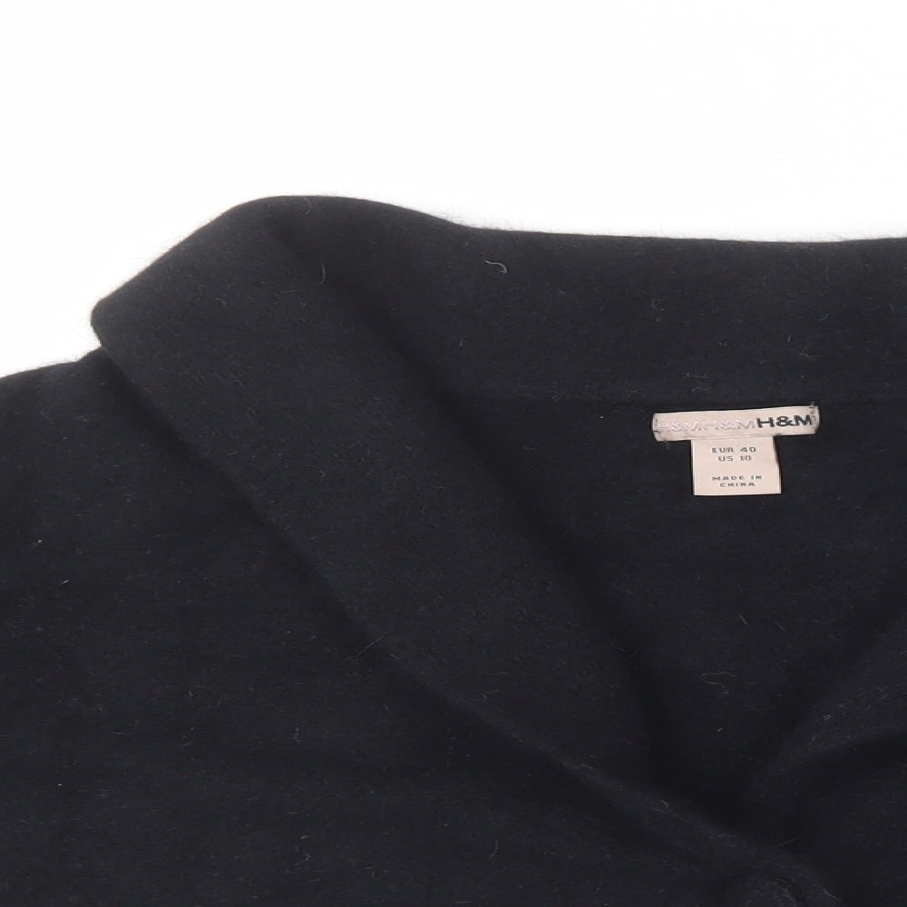H&M Womens Black V-Neck  Angora Cardigan Jumper Size 40