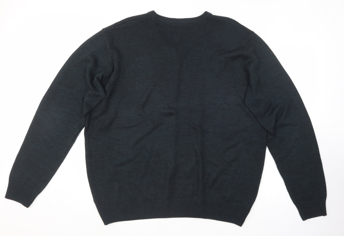 James Pringle Mens Black V-Neck  Acrylic Pullover Jumper Size 2XL