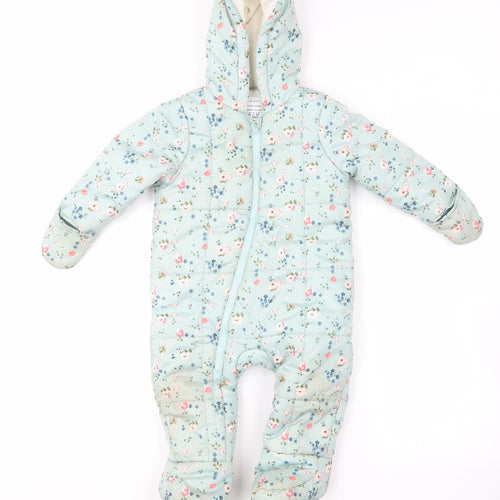 Primark Baby Multicoloured Floral  Quilted Snowsuit Size 9-12 Months