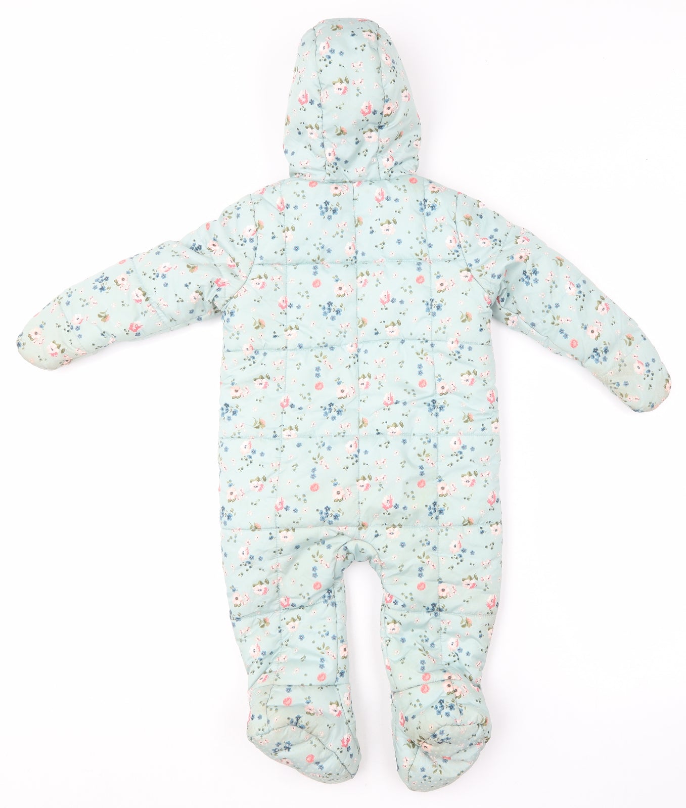 Primark Baby Multicoloured Floral  Quilted Snowsuit Size 9-12 Months