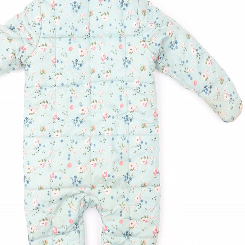 Primark Baby Multicoloured Floral  Quilted Snowsuit Size 9-12 Months