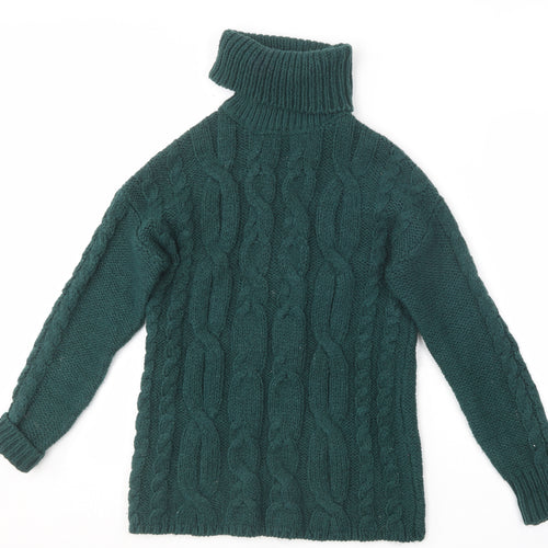 Primark Womens Green Roll Neck  Acrylic Pullover Jumper Size 2XS