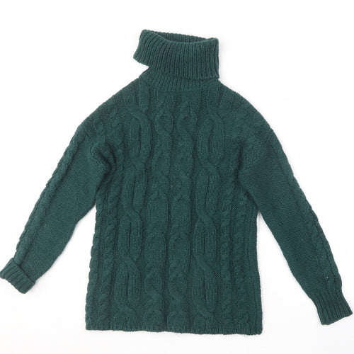 Primark Womens Green Roll Neck  Acrylic Pullover Jumper Size 2XS