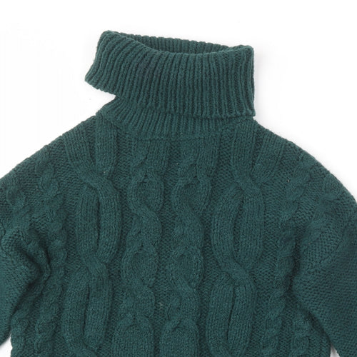 Primark Womens Green Roll Neck  Acrylic Pullover Jumper Size 2XS