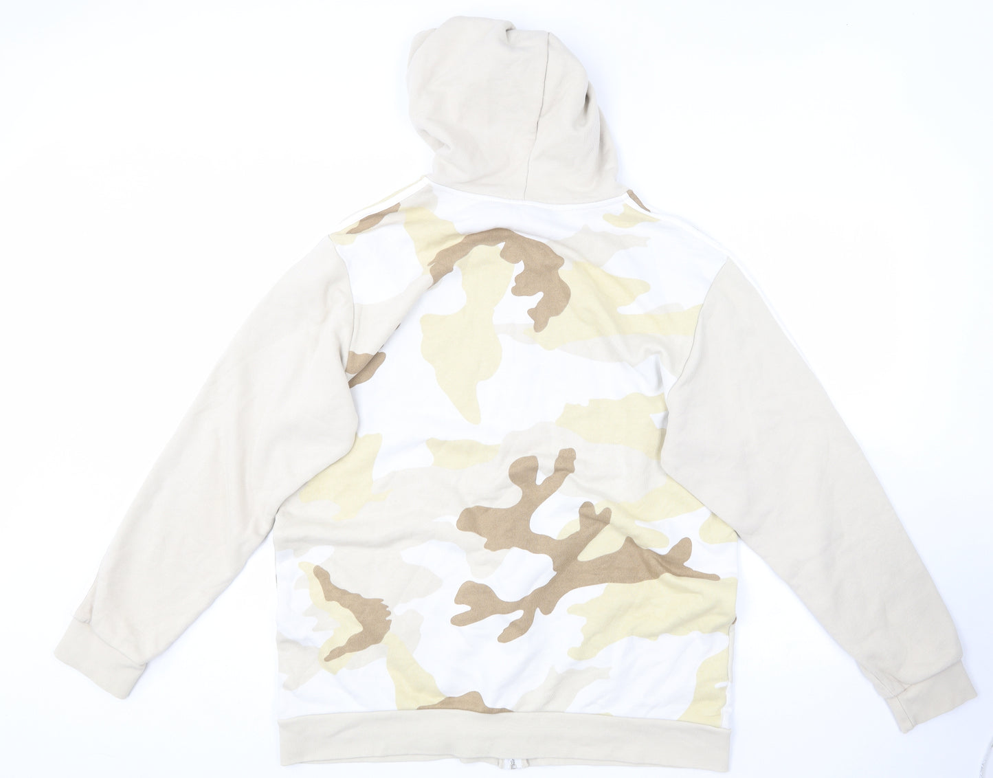 adidas Mens Beige Camouflage Cotton Full Zip Hoodie Size XL