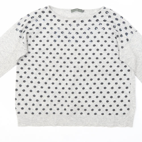 Mini velvet Womens Grey Round Neck Polka Dot Acrylic Pullover Jumper Size 12