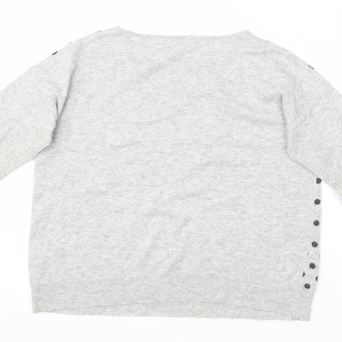 Mini velvet Womens Grey Round Neck Polka Dot Acrylic Pullover Jumper Size 12