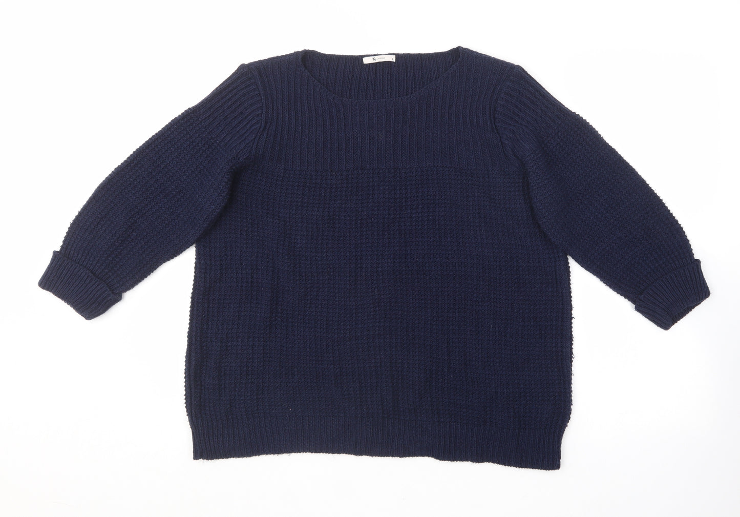 TU Womens Blue Scoop Neck  Acrylic Pullover Jumper Size 16