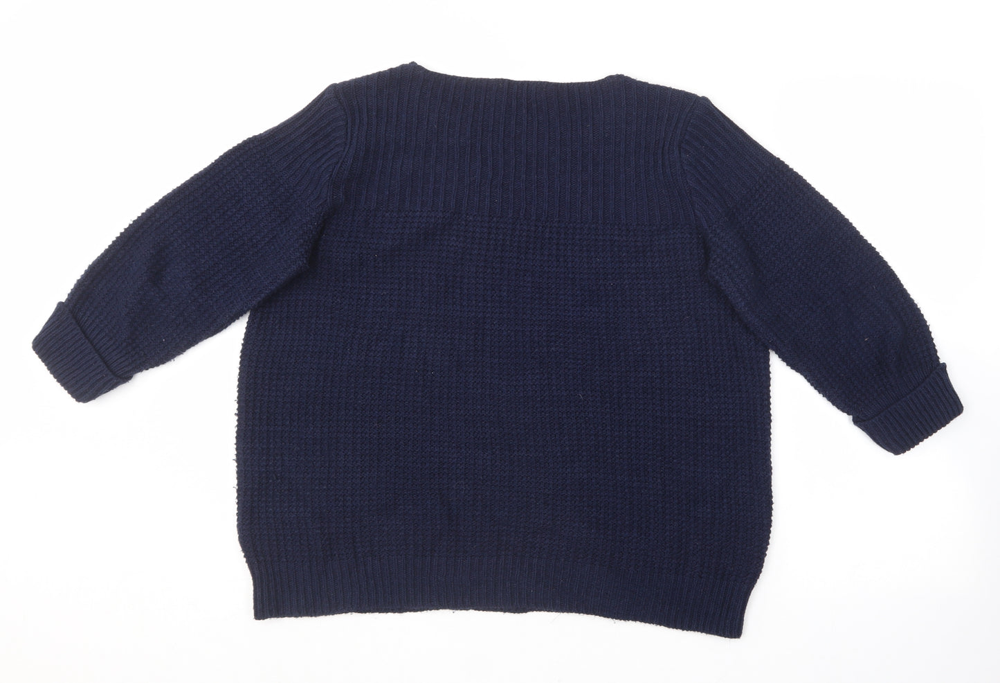 TU Womens Blue Scoop Neck  Acrylic Pullover Jumper Size 16