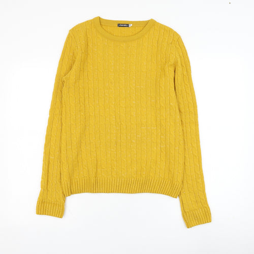 Chemistry Womens Yellow Round Neck  Polyester Pullover Jumper Size S