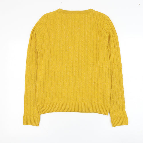 Chemistry Womens Yellow Round Neck  Polyester Pullover Jumper Size S