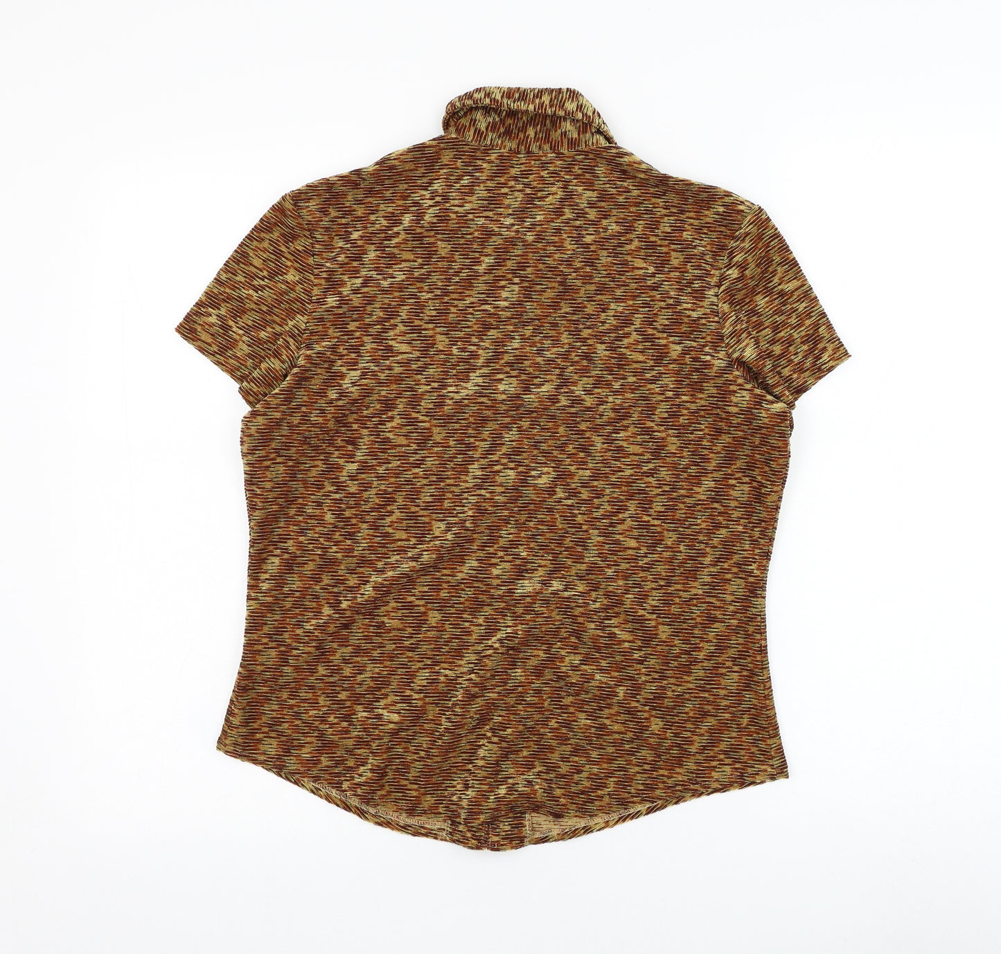 Etam Womens Brown Colourblock Polyester Basic Button-Up Size 10 Collared