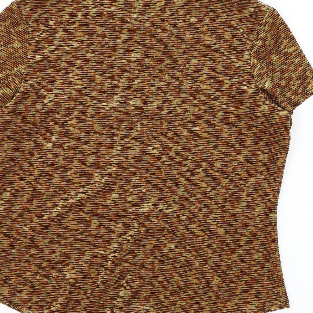 Etam Womens Brown Colourblock Polyester Basic Button-Up Size 10 Collared