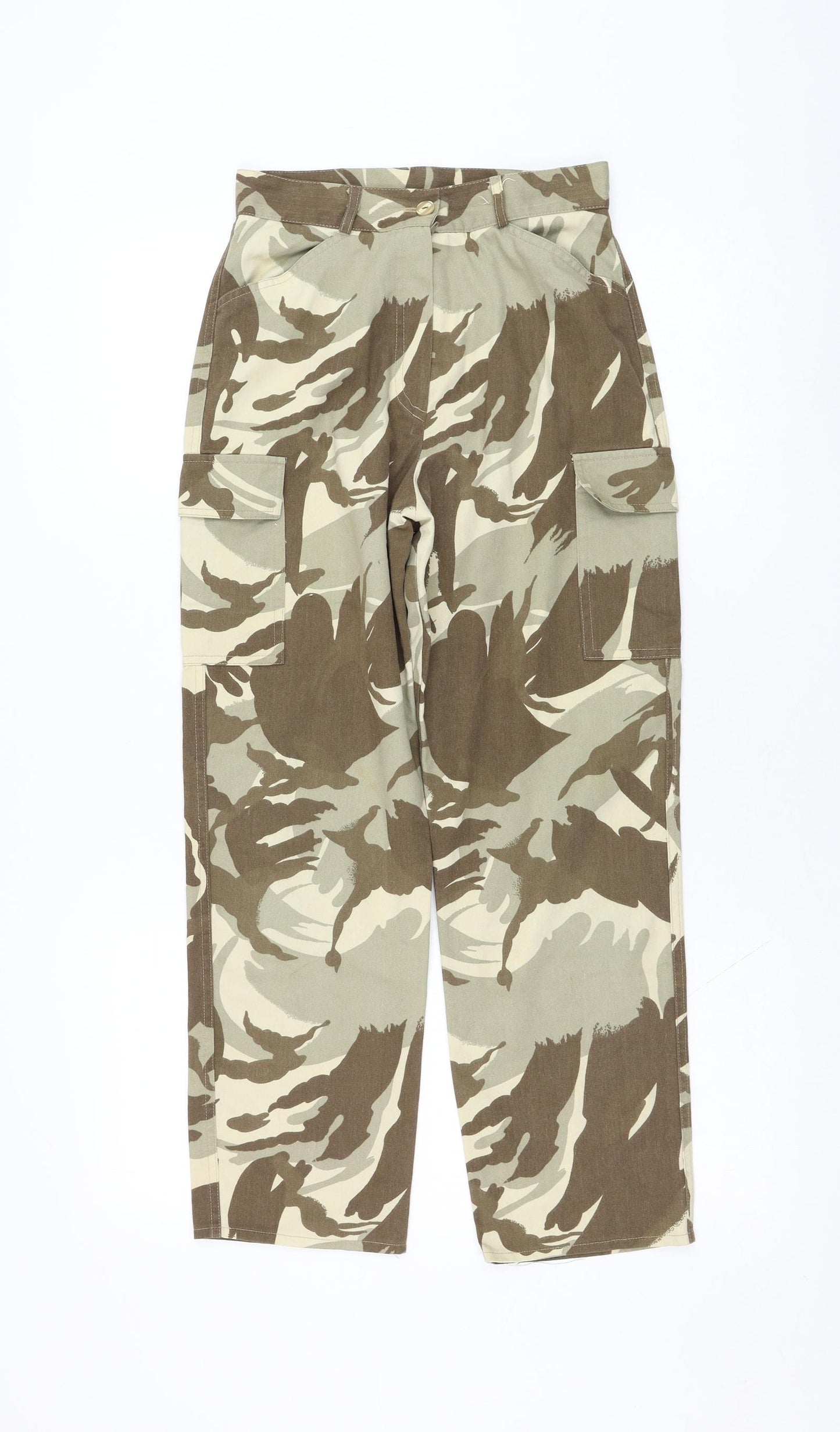 Young Canda Boys Brown Camouflage Polyester Cargo Trousers Size 12-13 Years  Regular Zip