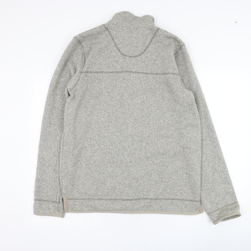 Marks and Spencer Mens Grey Mock Neck  Polyester Henley Jumper Size M