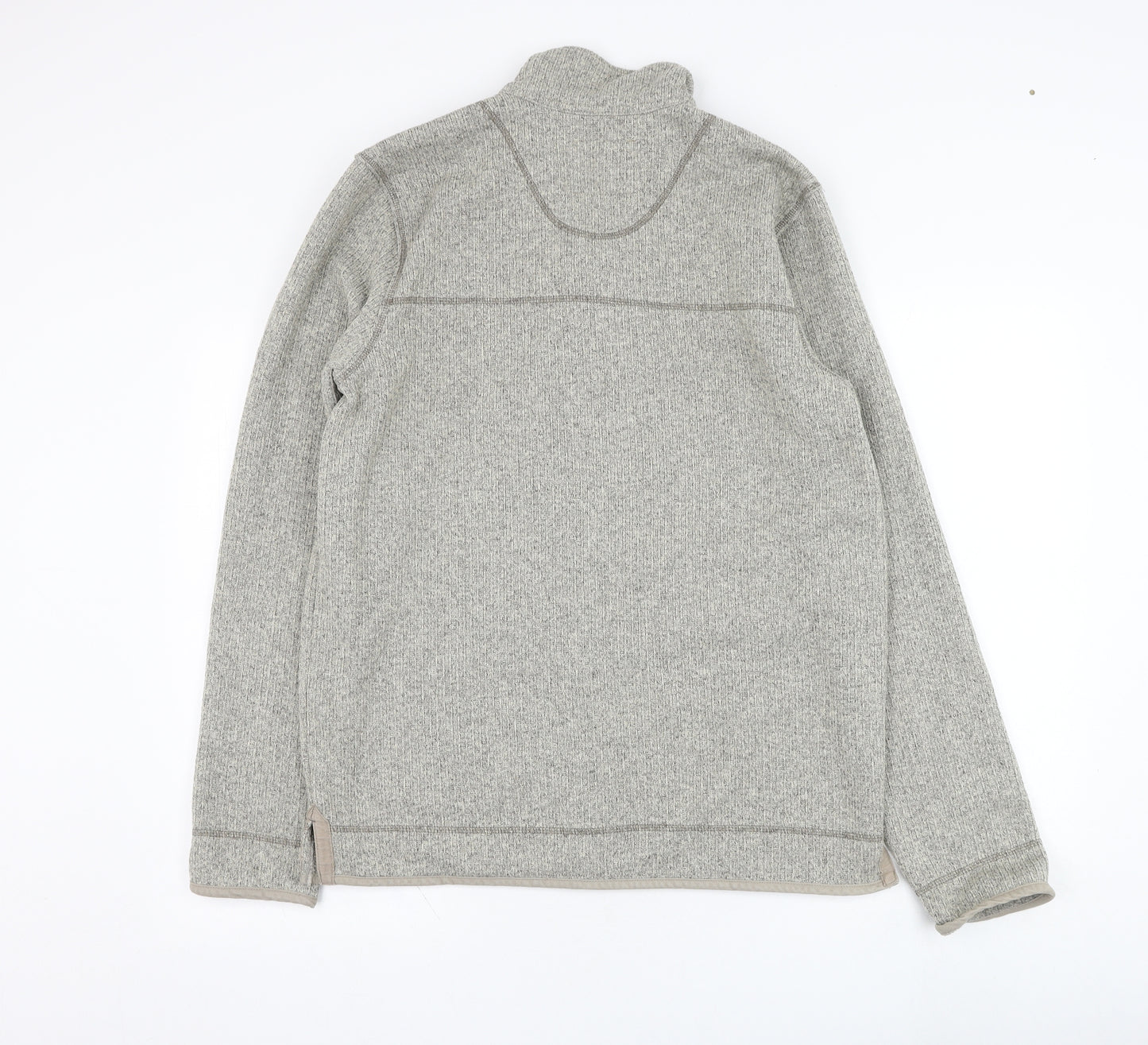 Marks and Spencer Mens Grey Mock Neck  Polyester Henley Jumper Size M