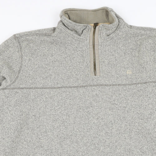 Marks and Spencer Mens Grey Mock Neck  Polyester Henley Jumper Size M