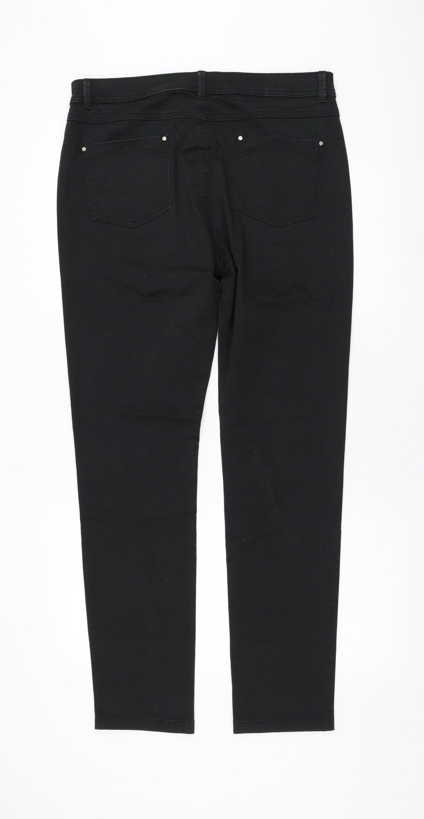 Wallis Womens Black  Cotton Straight Jeans Size 14 L31 in Regular Zip