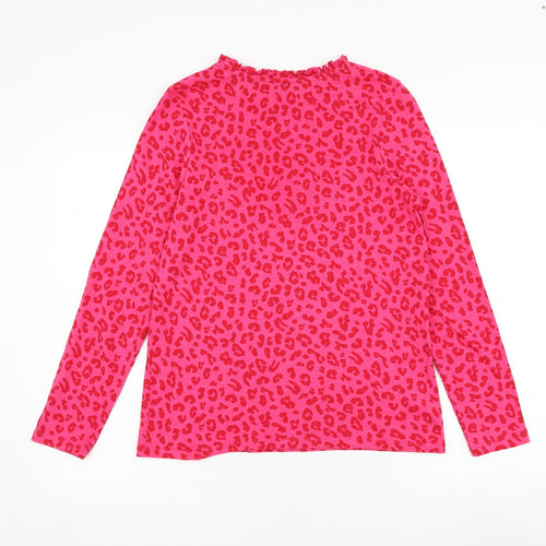 Joules Womens Pink Animal Print Cotton Basic T-Shirt Size 12 Round Neck