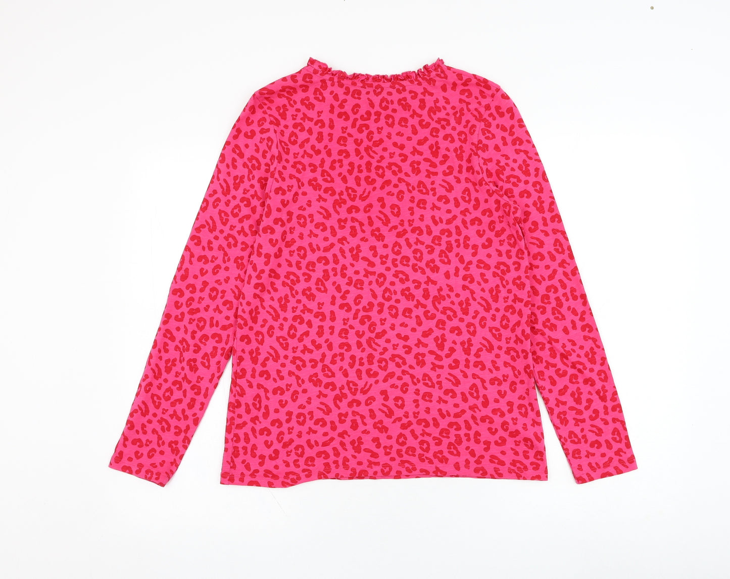 Joules Womens Pink Animal Print Cotton Basic T-Shirt Size 12 Round Neck