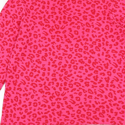 Joules Womens Pink Animal Print Cotton Basic T-Shirt Size 12 Round Neck