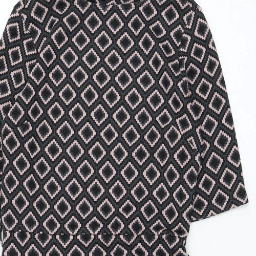 NEXT Womens Blue Geometric Polyester Shift  Size 8  Round Neck Pullover