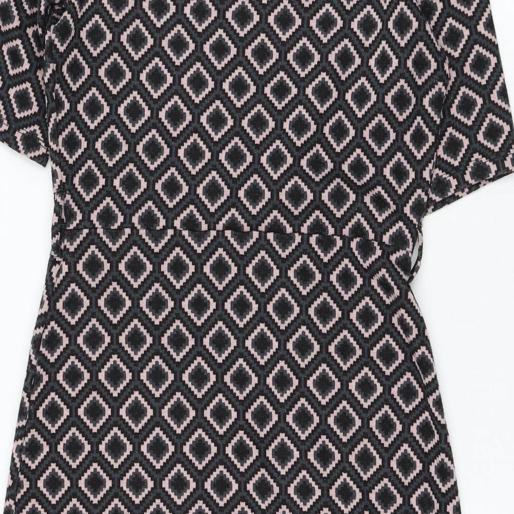 NEXT Womens Blue Geometric Polyester Shift  Size 8  Round Neck Pullover