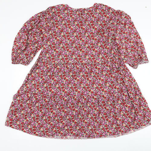 Primark Womens Red Floral Viscose Trapeze & Swing  Size 8  Round Neck Pullover
