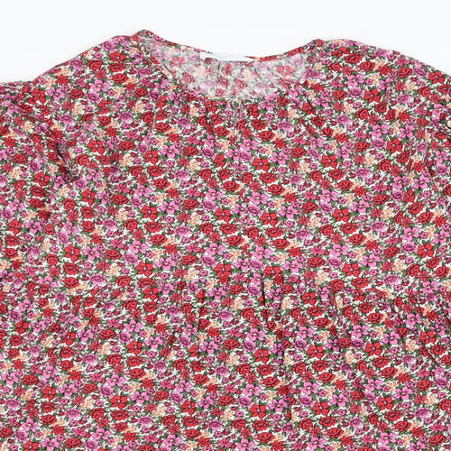 Primark Womens Red Floral Viscose Trapeze & Swing  Size 8  Round Neck Pullover