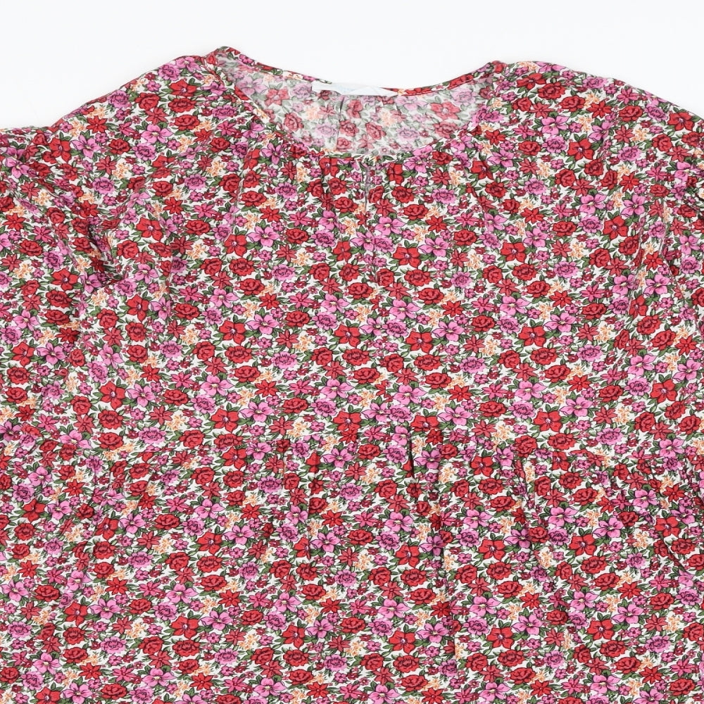 Primark Womens Red Floral Viscose Trapeze & Swing  Size 8  Round Neck Pullover