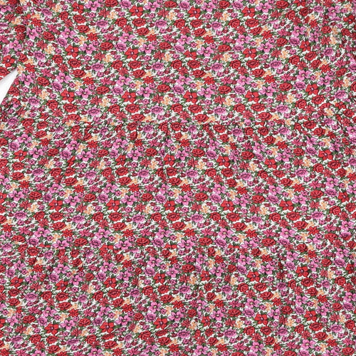 Primark Womens Red Floral Viscose Trapeze & Swing  Size 8  Round Neck Pullover