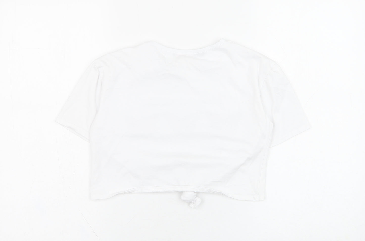 Bu Bu Womens White  Cotton Cropped T-Shirt Size S Round Neck - Butterfly