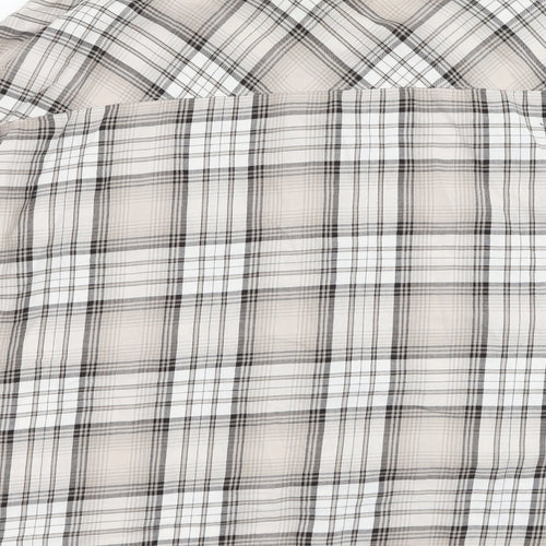 Divided by H&M Mens Beige Check Cotton  Button-Up Size L Collared Button