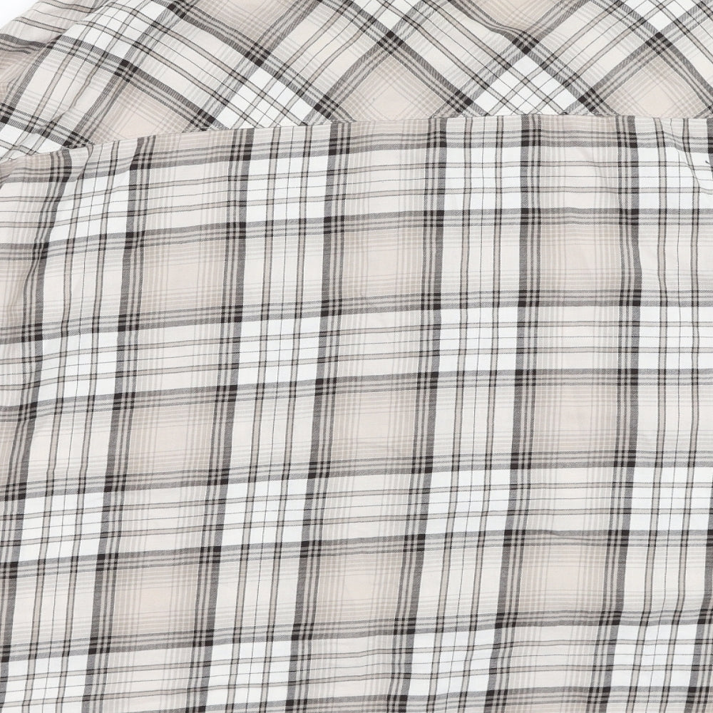 Divided by H&M Mens Beige Check Cotton  Button-Up Size L Collared Button
