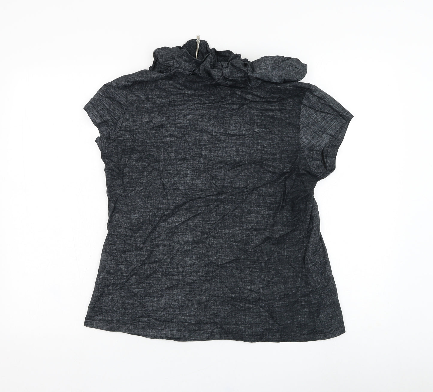 Privilegius Womens Grey  Cotton Basic Blouse Size 14 Round Neck