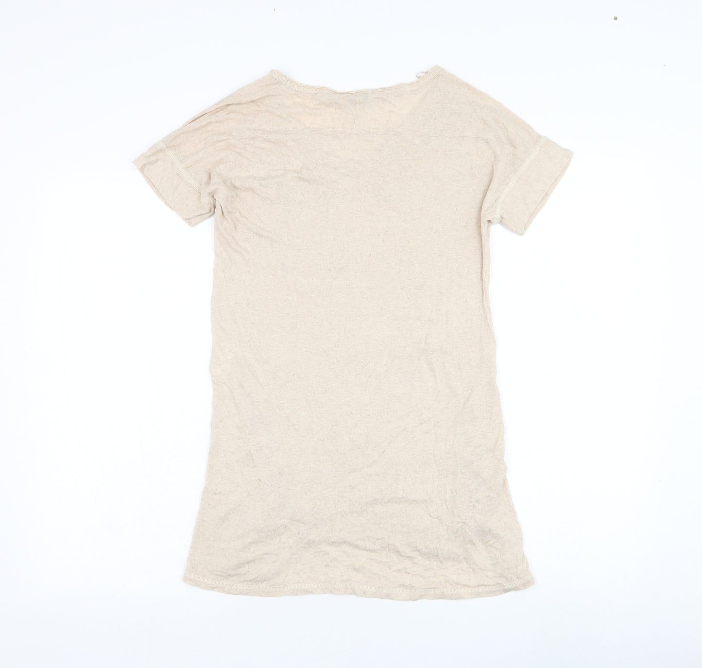 NEXT Womens Beige  Viscose Basic T-Shirt Size 8 Round Neck