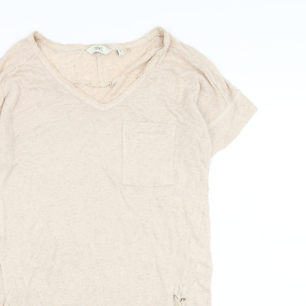 NEXT Womens Beige  Viscose Basic T-Shirt Size 8 Round Neck
