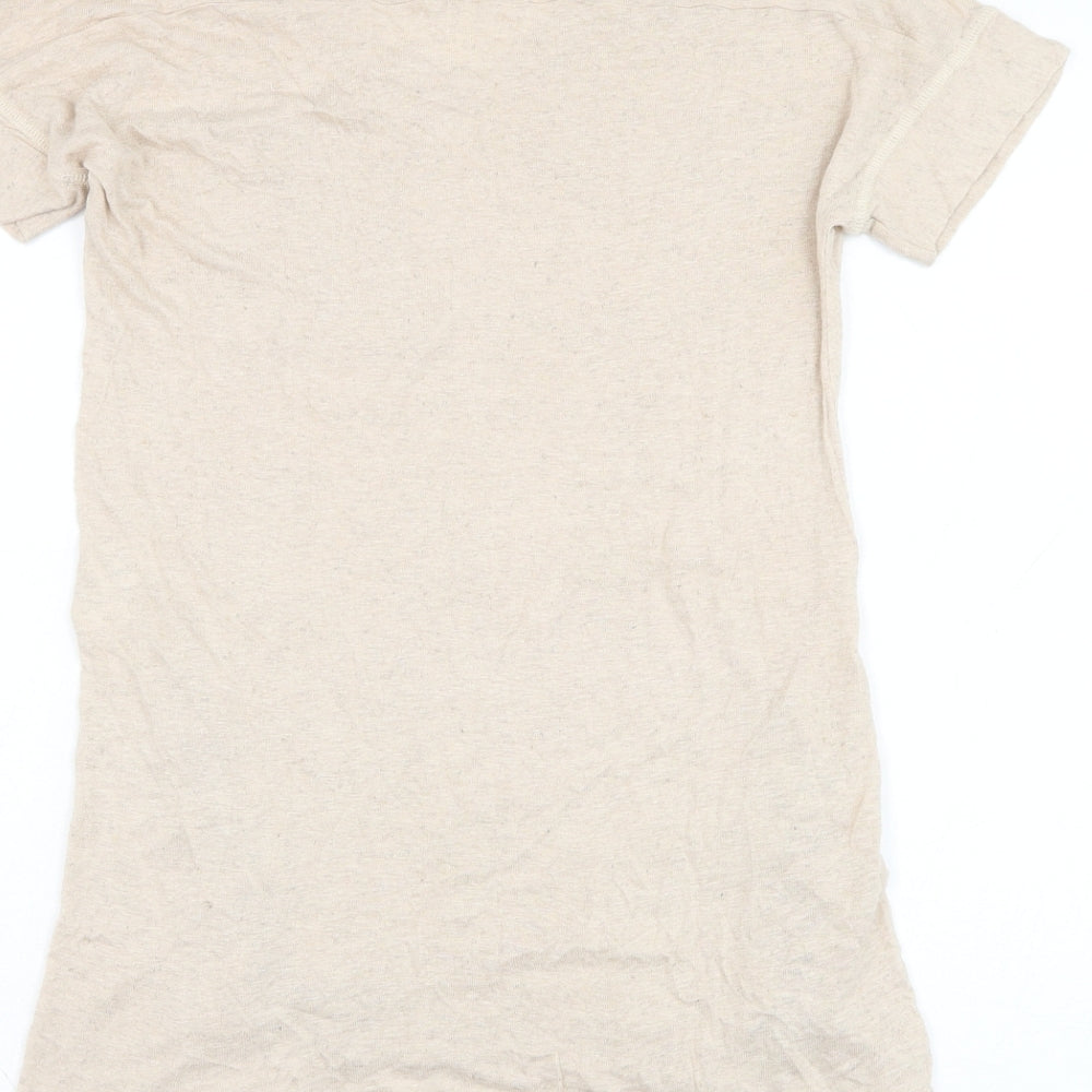 NEXT Womens Beige  Viscose Basic T-Shirt Size 8 Round Neck