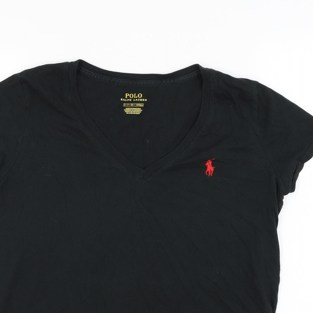 Ralph Lauren Mens Black  Cotton  T-Shirt Size S V-Neck